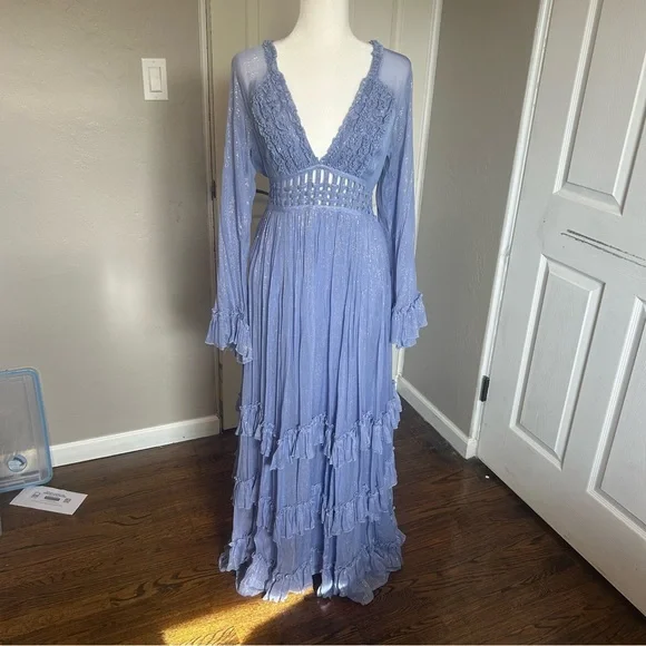 Free People Seraphina Ruffle v neck Lavender purple Long Sleeve Maxi Dress - threedaughtersproperties.com Free People Seraphina Ruffle v neck Lavender purple Long Sleeve Maxi Dress - threedaughtersproperties.com